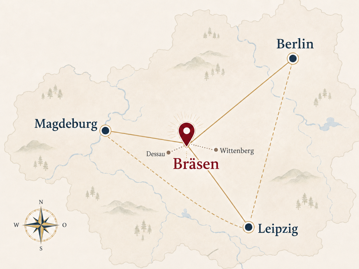 Weiter Blick über die Fläming-Landschaft bei Bräsen